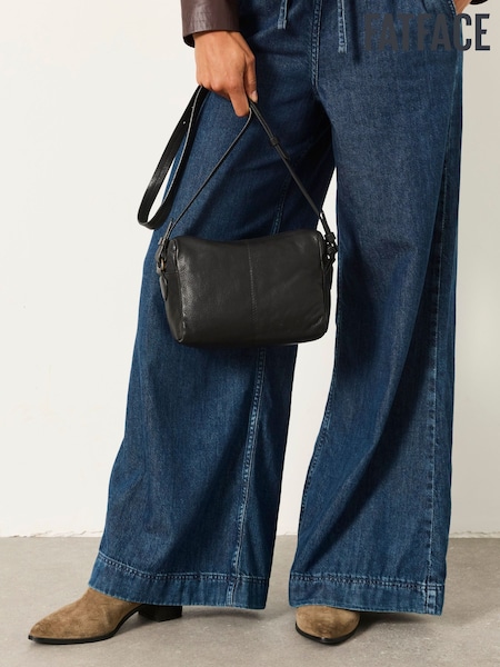 Czarny - Fatface Maya Leather Crossbody Bag