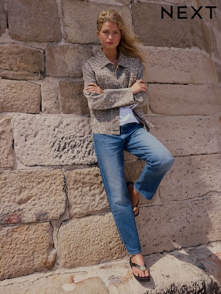Mid Blue - Stovepipe Straight Leg Jeans