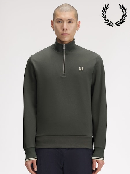 Dark Green - Regular Fred Perry Zip Sweatshirt