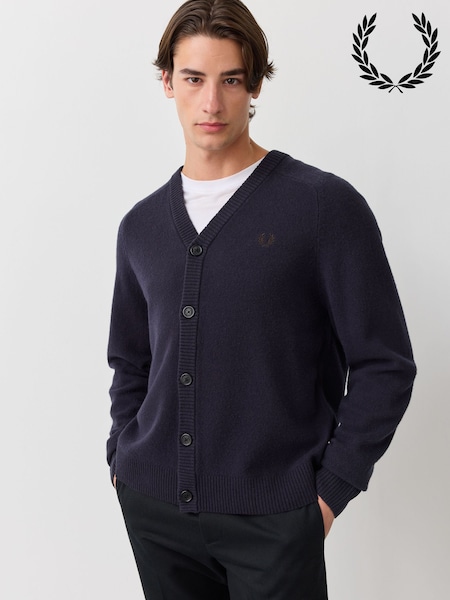 أزرق - Regular Fred Perry Saddle Sleeve Cardigan