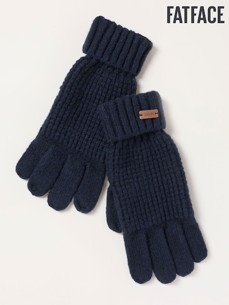 Navy - Regular Fatface Waffle Gloves