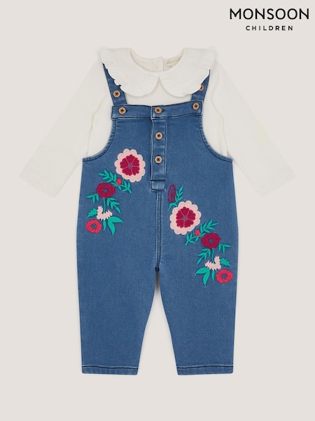 Monsoon Blue Baby Denim Dungaree & Rib Top Set (Y44941) | $80 - $85