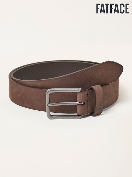Brown - Regular Fatface Plain Nubuck Belt