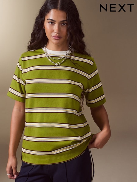 সবুজ ডোরা - Heavyweight Crew Neck T-shirt