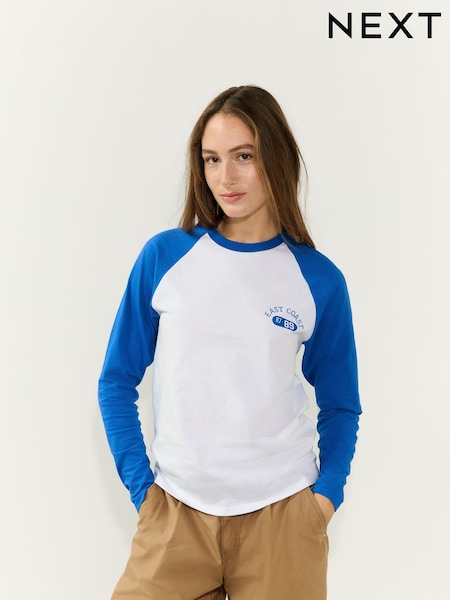 Cobalt Blue - Long Sleeve Raglan T-shirt