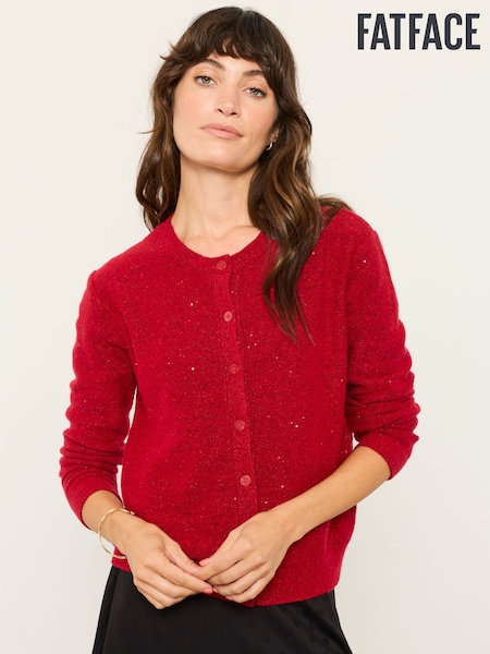 Rojo - Fatface Knitted Sequin Sparkle Crew Cardigan