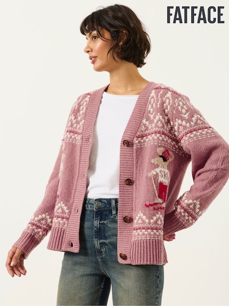 Rožinė - Fatface Ski Christmas Cardigan
