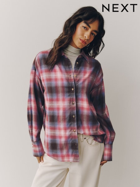 Pink / Braon Provera - Flannel Oversized Shirt