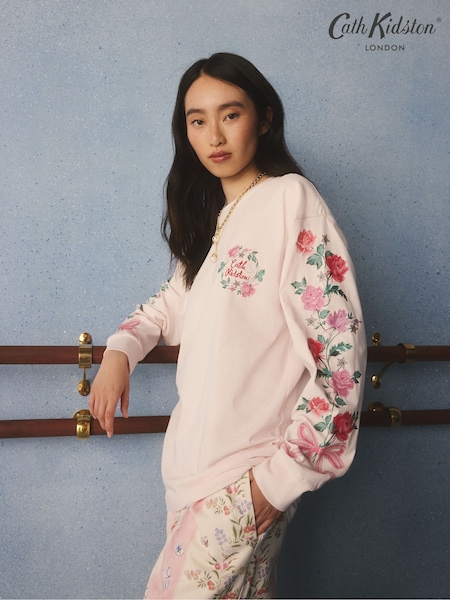 Pale Pink Rose Print - Cath Kidston Long Sleeve T-shirt