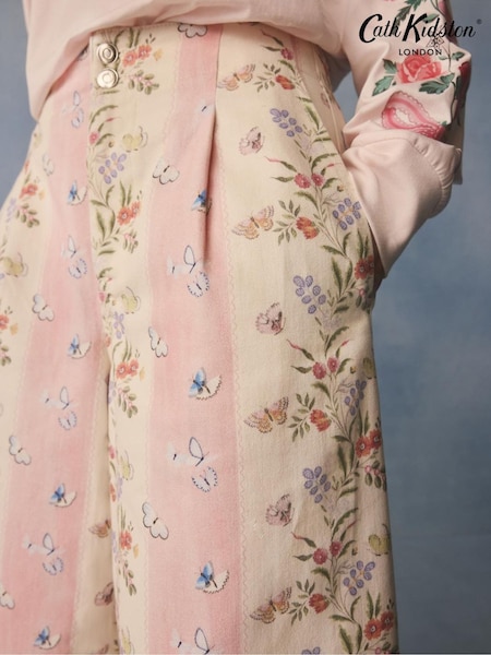 Pink Stripe Floral - Cath Kidston Wide Leg Jeans