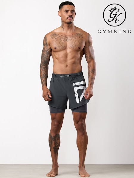 Gym King Grey Fight Division Combat 5 Inch Shorts (Y45609) | AED233
