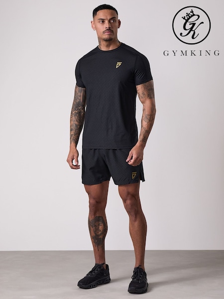 Gym King Black Fight Division Debossed Training T-Shirt (Y45623) | SGD 62