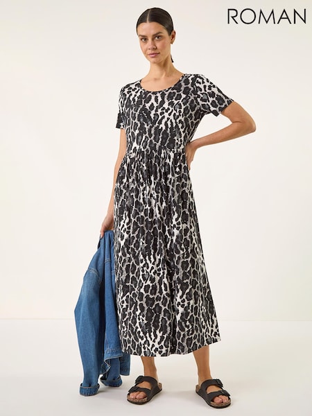 Roman Animal Print Stretch Midi Dress (Y45889) | ‏349 د.إ.‏