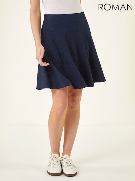 כחול  - Roman Textured Skater Skirt (Y45937) | ‏251‏₪