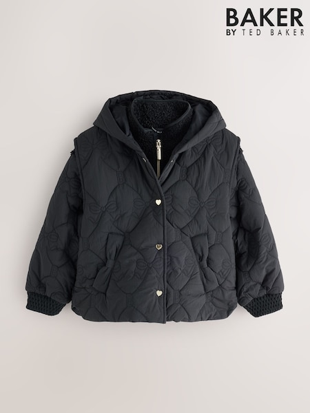 Black - Baker By Ted Baker 2 Piece Borg Quilted Gilet Coat Set