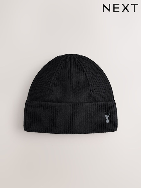Black Stage - Stag Embroidered Knitted Beanie Hat (1-16yrs)
