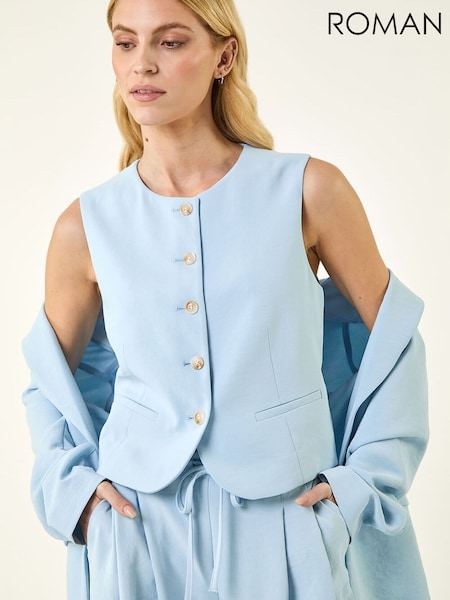 Roman Blue Buttoned Waistcoat (Y46057) | €86