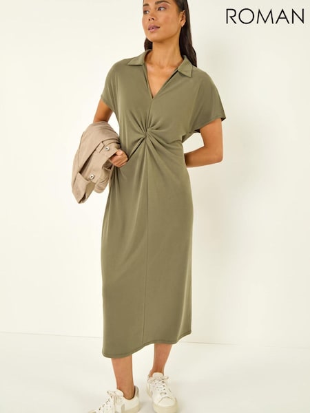 Roman Green Petite Twist Waist Midi Dress (Y46153) | €66.50