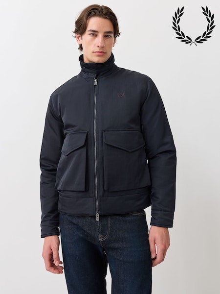 Blue - Regular Fred Perry Nylon Caban Jacket