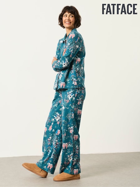 Teal Blue - Fatface Magic Garden Scalloped Pyjama Set