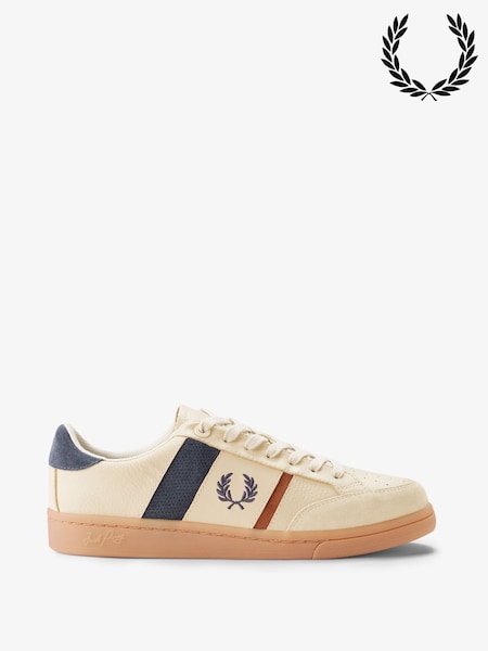 Natural - Regular Fred Perry B725 Leather/ Suede Trainers