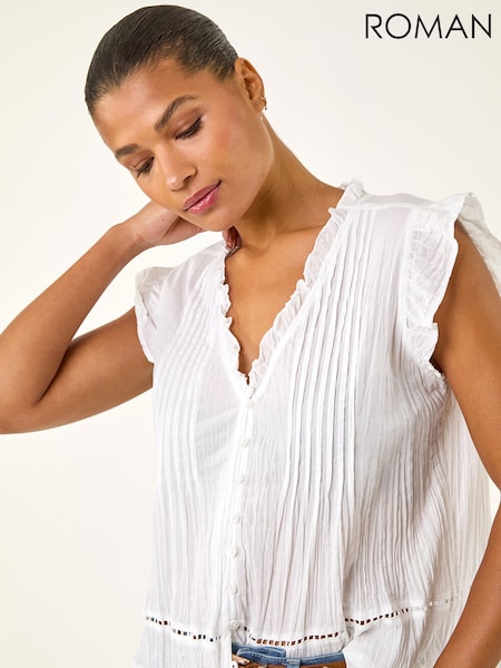 Roman Crinkle Frill Neck Blouse (Y46385) | 71 €