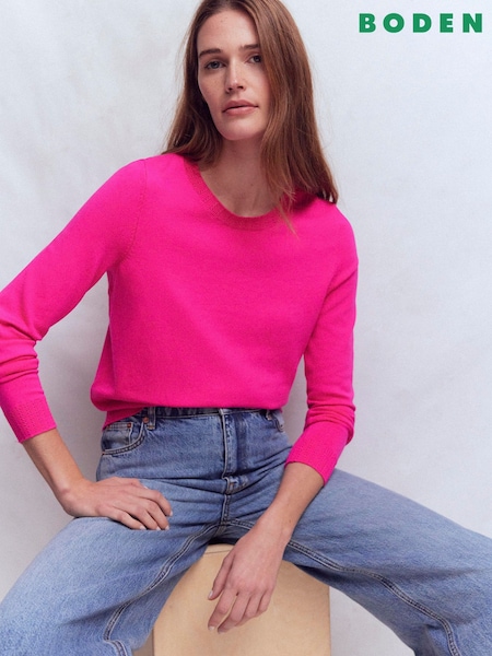 Boden Pink Emilia Cotton Crew Jumper (Y46624) | SGD 126