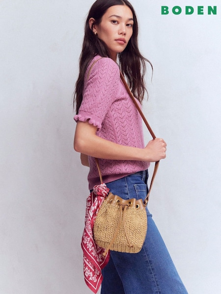 Boden Cream Mini Straw Bucket Bag (Y46685) | ₪397