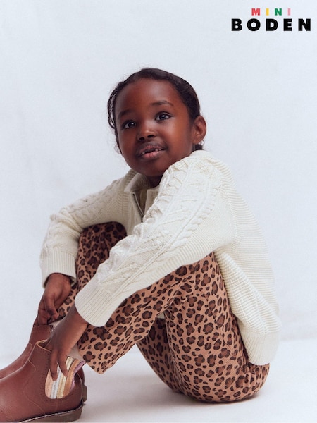 Brown - Boden Ribbed Flared Leggings