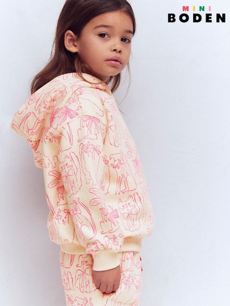 Boden Cream Printed Hoodie (Y46705) | AED169 - AED204