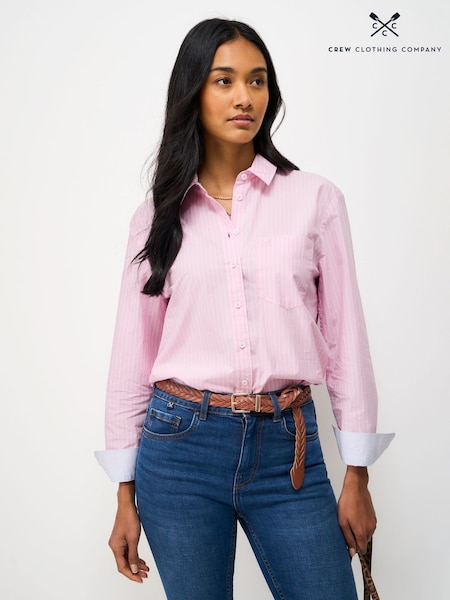 Crew Clothing Light Pink Relaxed Fit Cotton Poplin Shirt (Y46916) | SGD 114