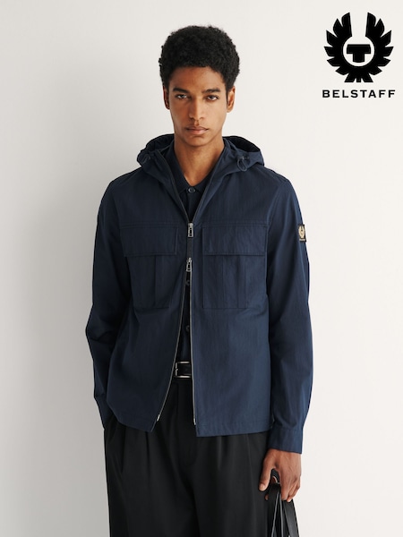 Bleu - Regular Belstaff Container Hooded Overshirt