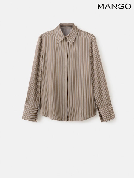 Mango Brown Stripe Long Sleeve Shirt (Y47157) | €40
