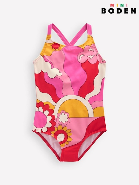 Boden Pink Cross-Back Printed Swimsuit (Y47215) | AED111 - AED122