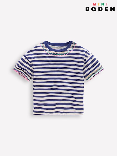 Boden Blue Relaxed Embroidered T-Shirt (Y47216) | €25 - €28