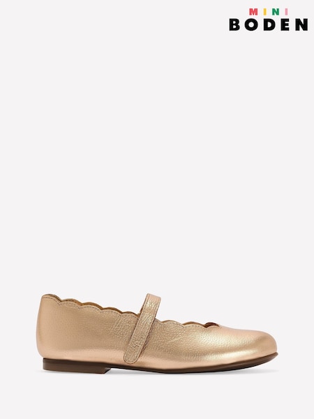 Boden Gold Scallop Mary Jane Shoes (Y47218) | AED227 - AED262