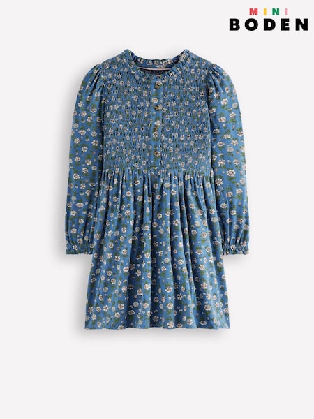 Boden Blue Shirred Bodice Jersey Dress (Y47227) | AED204 - AED227
