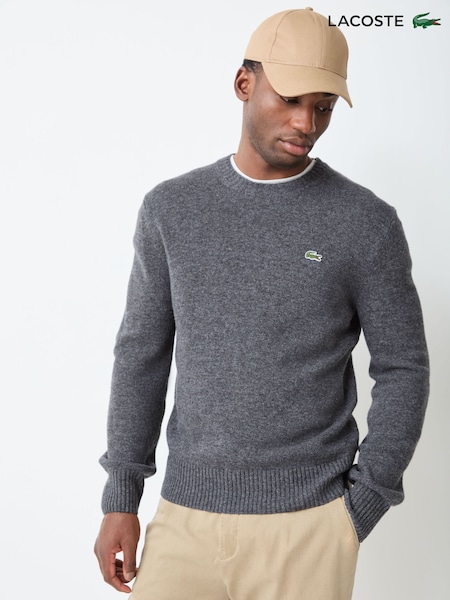 Grau - Regular Lacoste Classic Fit Carded Wool Crew Neck Sweater