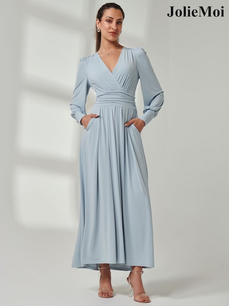 Jolie Moi Blue Soft Silky Jersey Maxi Dress (Y47381) | SGD 135