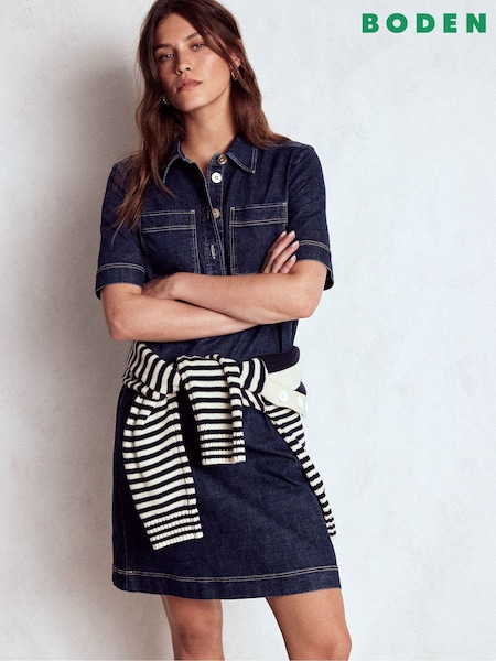 Boden Blue Zia Denim Pocket Shift Dress (Y47432) | SGD 230