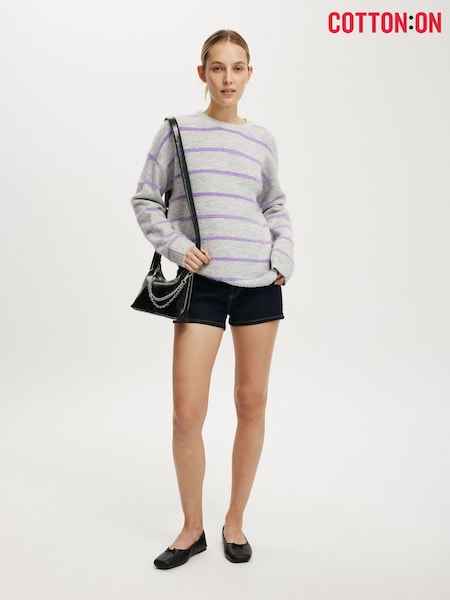 Cotton On Purple Luxe Crew Neck Jumper (Y47518) | $101