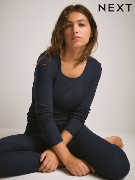 កងទ័ពជើងទឹក - Cosy Pointelle Thermal Long Sleeved Top