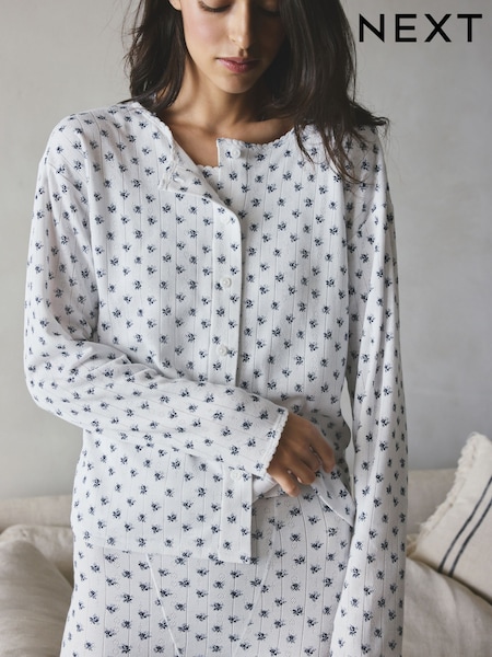 Ecru Ditsy - Thermal Pointelle Cardigan