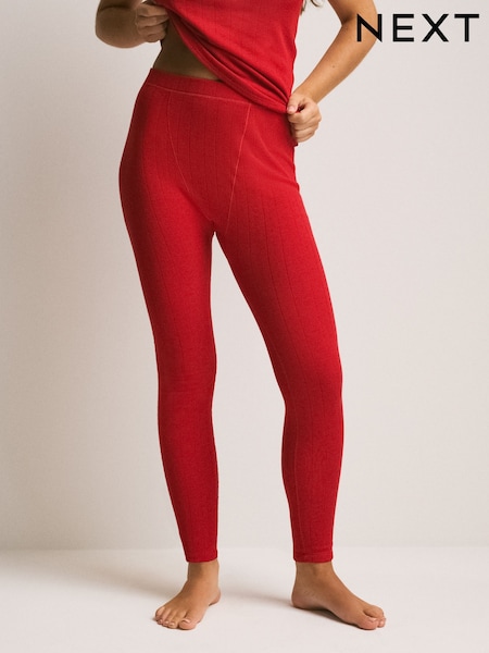 Red - Cosy Pointelle Thermal Leggings