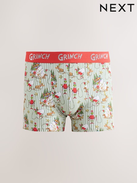 Green/Red Stripe - Regular The Grinch Christmas Cotton Rich Boxers