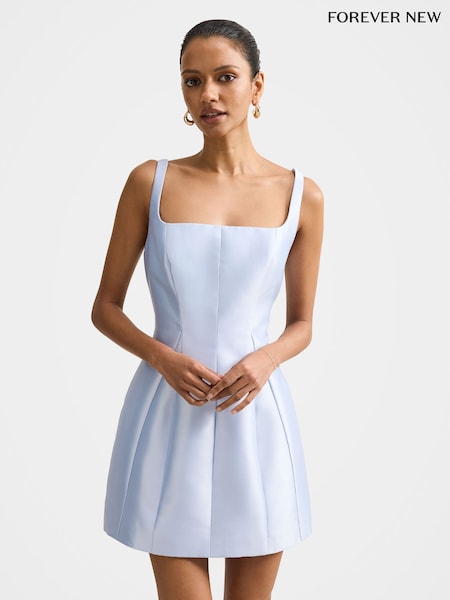 Forever New Blue Kaitlyn Petite Structured Satin Mini Dress (Y47681) | CA$350