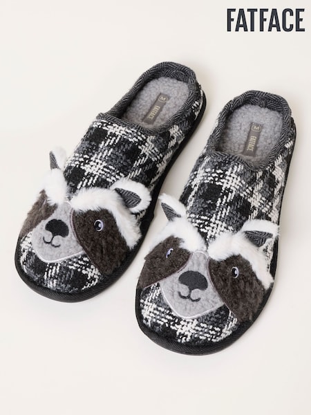 Dark Grey Racoon - Regular Fatface Mule Slipper