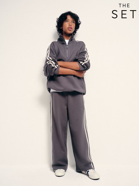 رمادي - The Set Side Stripe Co-ord Set Quater Zip Sweat And Joggers