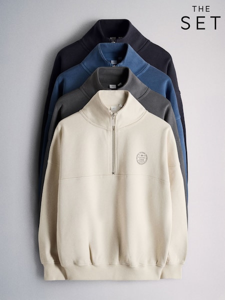 নীল - The Set 4 Pack Quarter Zip Sweat Tops