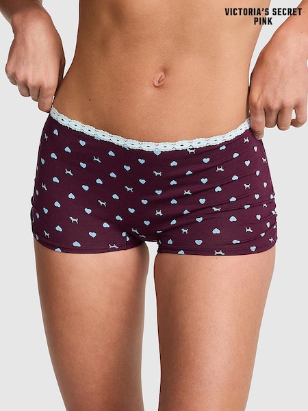 Purple Rose Dog Print - Victoria's Secret Pink Cotton Knickers